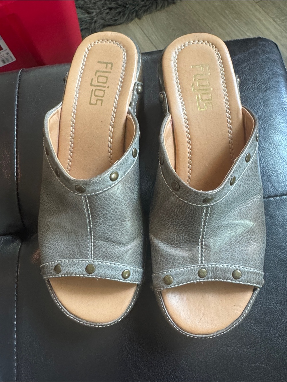 Flojos Metallic Silver Open-Toe Slide Clogs